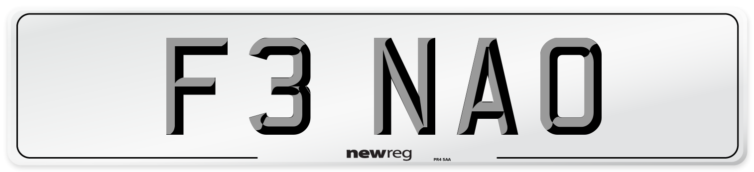 F3 NAO Number Plate from New Reg